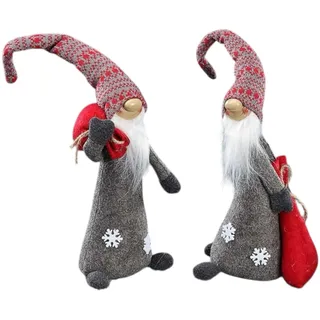 E. Pfaff Weihnachtswichtel Wichtel mit Sack 40cm 2er Set rot-Grauer Filzwichtel Tomte Weihnachten Deko, W279