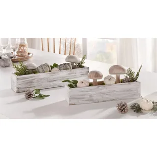 2x Pflanz Kasten "Shabby" aus Holz, weiß, Blumen Topf Balkon Pflanzer Container
