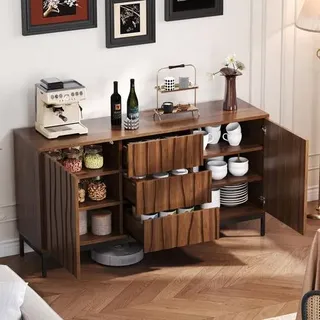 Sideboard Eiche dunkel 150cm 3 Schubladen mit Push-to-open