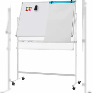 Costway Doppelseitiges mobiles Whiteboard 120 x 80 cm Weiß