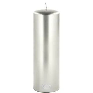 Fink Candle Stumpenkerze Metallic aus Paraffin in der Farbe Silber, Maße: 8cm x 8cm x 25cm, 123759