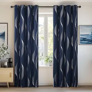 Thermovorhang Blickdicht Blackout H183 x B117 cm (2er Pack) Dunkelblau