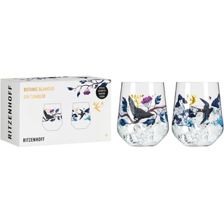 RITZENHOFF 3801002 Gin-Glas Set 700 ml - Serie Botanic Glamour Nr 1 – 2 Stück Tumbler mit Papierwelten – Made in Germany