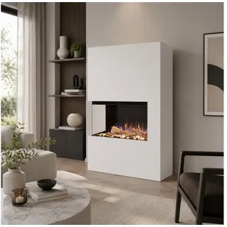 GLOW FIRE Elektrokamin Glow Fire Portia Elektrokamin E-Motion 3D, täuschend echte Flamme mit Heizung, 3 Dekorationen weiß