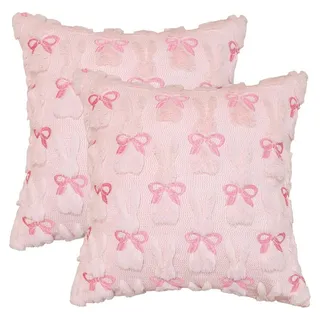 Set aus 2 Rosa Plüschkissenbezügen 45 x 45 cm für Ostern - Rosa