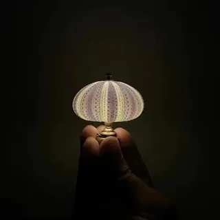 LOGT Seeigel-Nachtlicht DIY Sea Urchin Night Light Materialsatz, Mini Seeigel Licht, Handgemachte Tischlampe, Vintage Nachttischlampe, Kunsthandwerk für Kinderzimmer, Schlafzimmer, Schlafsaal,Lila