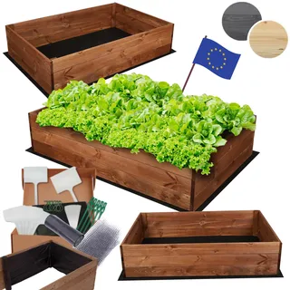 MODO24 Hochbeet Holz, Kräuterbeet, Gartenbeet, Pflanzkasten, Blumenbeet, für Garten und Terrasse, Kiefernholz, Massivholz, Naturholz, Gemüsegarten, Abmessungen 27x120x80 cm, Farbe: Braun