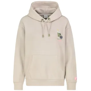 SUBLEVEL Hoodie Kaffee-Motivprint Elastikbündchen Kapuze für Damen (1-tlg) Rundhalsausschnitt, Grafikprint, Normale Passform, Kängurutasche beige XS