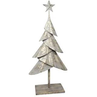 Riffelmacher Deko Weihnachtsbaum mit Stern | Metall Gold Antik matt | 26,5×12×54 cm | Elegante Weihnachtsdeko stehend | 12585