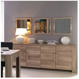 Sideboard Mit 4 Türen Farra In Sonoma-eiche Mit 3 Quadratischen Spiegeln