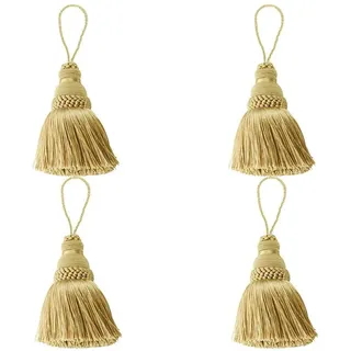 Fenghuangwu Elegante Polyester-Quaste, Schlüsselquaste, DIY-Zubehör für Möbellicht und Heimdekoration, 4 Packungen (Gold)