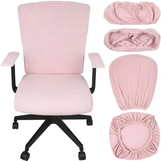 Levoberg 4 Stück Bezug für Bürostuhl Waschbarer elastischer Sitzbezug Computer-Bürostuhl Bezug Drehstuhl Bezüge Rosa