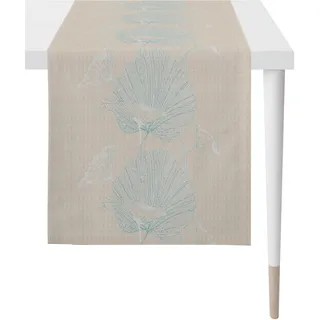 APELT Tischläufer APELT "Nora - Herbstzeit, Jacquard, Herbstdeko, Herbst", blau (grau, türkis), B:48cm L:140cm, Leinen, Polyester, Viskose, Tischdecken, Fleckschutz
