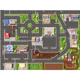 SkippiDoo Kinder Spielteppich Straße & Auto (160x120 cm) - abwaschbar, rutschfest & OEKOTEX-zertifziert - Teppich Jungen & Mädchen Kinderzimmer - Kinderteppich, Autoteppich, Straßenteppich