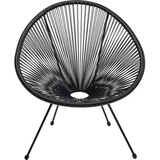 Kare Design Stuhl Acapulco, Schwarz, Indoor und Outdoor Stuhl, Gartenstuhl, Liegesessel für Balkon, Garten, Terrasse, Stahl, 85x73x78 cm (H/B/T)