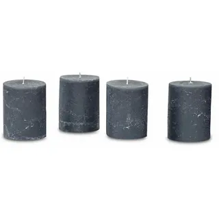 Loberon Kerze 4er Set Virrans, Handgearbeitete Echtwachskerzen, Durchgefärbt, Lange Brenndauer, Adventskerzen, Adventskranz, Stumpenkerzen, Paraffinwachs, anthrazit