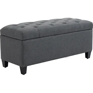 HOMCOM Sitzbank Polsterbank mit Stauraum 100 x 40 x 44 cm, Truhenbank aus leinenartigem Polyester und Gummiholz in Dunkelgrau   Aosom.de