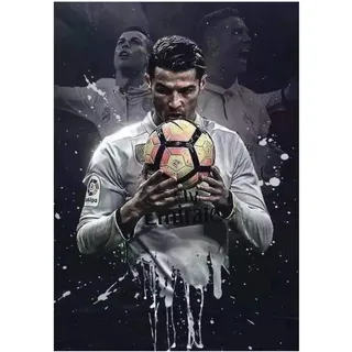 DNJKSA Fußball Sport Cristiano Ronaldo Wandkunst Poster Gemälde Bild Raumdekoration Schlafzimmer Dekor Druck auf Leinwand 50x70cm Kein Rahmen