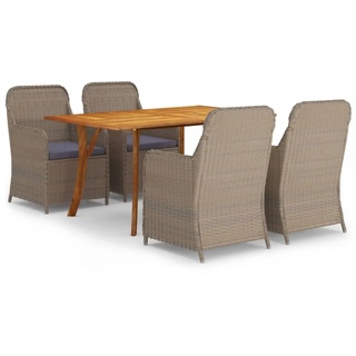 NEU Sitzgruppe 5-teilige Garten Möbel Set mit Tisch & 4 Stühle - Essgruppe für 4 Personen,, Braun|3434