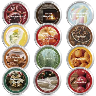 Scent-Hi Duftkerze Weihnachten, Natürliches Soja Wachs, Duftkerzen Geschenkset Weihnachten, 12 Düfte Duftkerzen