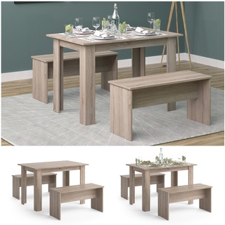 Vicco Tischgruppe Sitzgruppe Esszimmer Sentio Esstisch Sitzbank Sonoma 110 cm