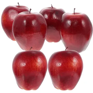Warmhm 6 Stücke Künstliche Rote Äpfel Deko - Gefälschte Früchte, Kunstobst, Faux Äpfel - Künstliches Obst Display Foto Requisiten