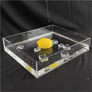3 mm Dicker, durchsichtiger, Flacher Wassertank, Foto-Aufbewahrungstablett, Foto-Posing-Requisiten, Acryl-Vitrine, 5/10 cm hohe kosmetische Werbe- und Schieß-Requisiten (Color : 3mm-Clear, Size : 20