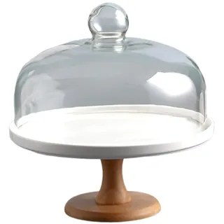 Dxcaicc Kuchen-Stand Mit Deckel, Kuchen-Platte, Holz Kuchen-Stand Mit Kuppel-Anzeige Dessert-Stand Für Partei, Hochzeit, Geburtstag, Baby-Dusche,A,10 Inch