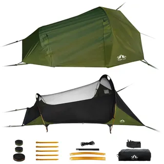 Night Cat Hängematte Outdoor Wetterfest: Bodenflacher Hängemattenzelt mit Moskitonetz und Tarp XXL leicht für 1 Personen Camping Trekking und Garten