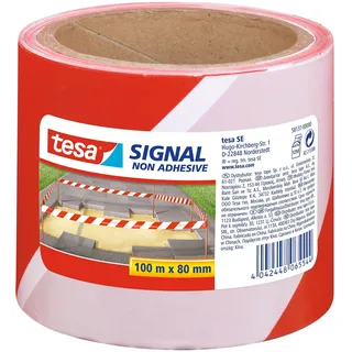 Tesa Absperrband 100 m x 8 cm Rot/Weiß
