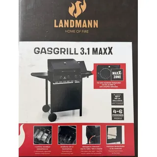 Landmann Gasgrill 3.1 mit Seitenbrenner maxX Zone Emailliertes Grillrost 3 stufe