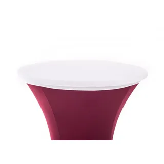 TexDeko Topcover für Stretch Stehtischhussen Amber, Bistrotische Stehtische (Weiß, Durchmesser 80cm)