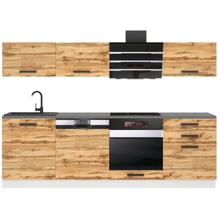 Belini Küchenzeile Küchenblock Linda - Küchenmöbel 240 cm Einbauküche Vollausstattung ohne Elektrogeräten mit Hängeschränke und Unterschrä...