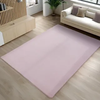 Carpetsale24 Kurzflor Teppich Wohnzimmer 240 x 340 cm Rosa - Teppich Waschbar, rutschfest, Weich, modern einfarbig Design - für Schlafzimmer, Küche, Esszimmer