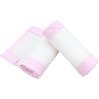 TupTam Gitterstäbe Schutz Netz Babybett Nestchen 3D Mesh 2 Pack, Farbe: Weiß/Rosa, Größe: ca. 128 x 30 cm (für Babybett 140x70)
