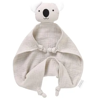 LAWKUL Baby-Schmusedecke für Neugeborene Musselin Bio-Baumwolle weiches Kuscheltier für Jungen Mädchen 40x40cm Koala-Beige