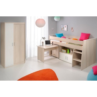 Parisot Jugendzimmer-Set Charly, (Stauraum-Hochbett und Kleiderschrank), mit integriertem Schreibtisch