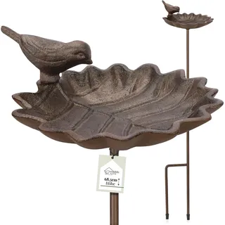 wildlife home Vogeltränke stehend groß auf Stab I Vogeltränke mit Erdspieß Garten, Balkon I Vogelbad frostsicher aus Gusseisen, Wassertränke für Vögel, Wildvögel