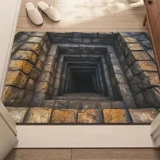 Generisch 3D Optical Illusion Door Mat,Vortex and Bottomless Hole Design Funny Entryway Rug,Ground Crack Trap Optical Illusion Rug,Thick Absorbent Non Slip Washable Mats for Kitchen,Bathroom,Stairs