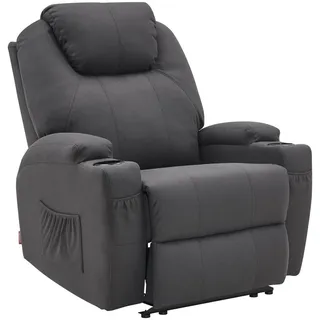 MCombo Relaxsessel elektrisch Mikrofaser 92 x 109 x 92 cm Dunkelgrau mit Massage- und Heizfunktion