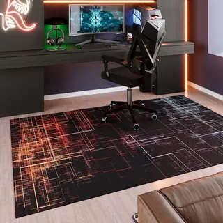 Teppich WECON HOME "Quantum Warp", schwarz, B:160cm H:5mm L:230cm, Polyester, Teppiche, Teppich, Gamer Teppich, gewebt, geometrisch, robust, Gaming Room, rutschfest