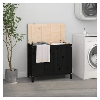 vidaXL Wäschetruhe Schwarz 88,5x44x76 cm Massivholz Kiefer