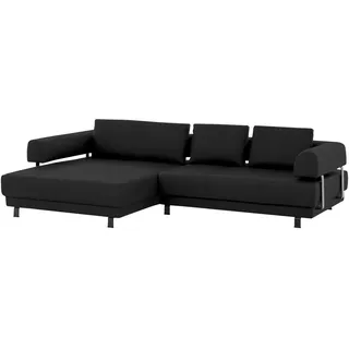 Stylife Ecksofa, Schwarz, Metall, Echtleder, Dickleder, 3-Sitzer, Füllung: Polyurethan (Pur), Ottomane links, L-Form, 307x188 cm, Goldenes M, Typenauswahl, Fußauswahl, Lederauswahl, Stoffauswahl, seitenverkehrt erhältlich, Hocker Rücken echt, individuell planbar, Wohnzimmer, Sofas & Couches, Wohnlandschaften, Ecksofas