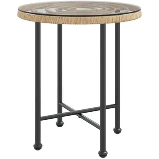 Makastle Glastisch Bistrotisch Ø50cm Rund Balkontisch Gartentisch mit Glasplatte und Stahlrahmen, Garten Esstisch Wetterfest Terrasse Balkon Beistelltisch Tisch, Hartglas und Stahl