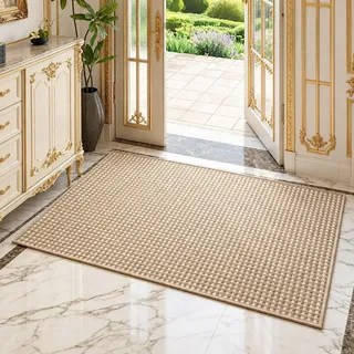FANGCCC Fußabtreter Innen Waschbar Schmutzfangmatte Innen Absorbierend Fussmatte Schmutzmatte Aussen Schmutzfangteppich Fussabstreifer Innenbereich Eingangsmatte für Haustüren Flur (brown-80x100cm)