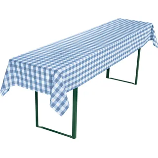 REDBEST Bierbanktischdecke, Biertisch-Auflage, Tischdecke Bierzeltgarnitur karo blau Größe 90x260 cm - strapazierstark und langlebig, mit schmalem Kuvertsaum