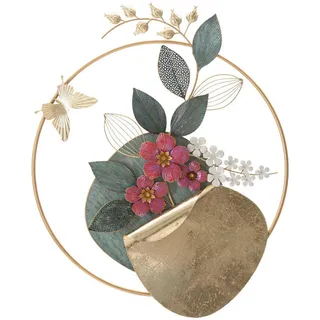 Wanddeko, Grün, Rosa, Weiß, Gold, Metall, 67x74x8 cm, Dekoration, Skulpturen & Dekoobjekte, Wanddeko