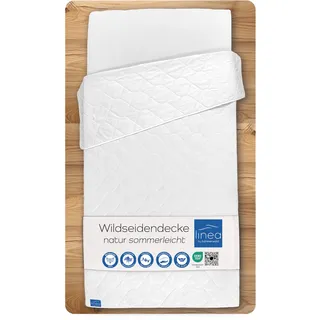 LINEA by böhmerwald - nature - Wildseide sommerleicht, 135x200, 100% Wildseide, Weiß, Allergiker geeignet, waschbar bis 40°C, in Deutschland produziert