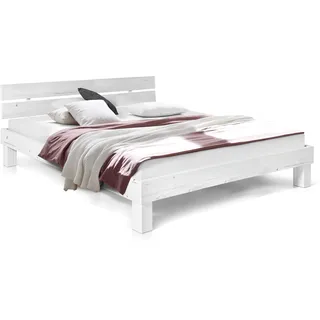 moebel-eins Massivholzbett Pumba Holzbett Doppelbett, Material Massivholz, Made in Germany, 180 x 200 cm, Weiss, Standardhöhe