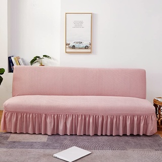 CHNSHOME Sofahusse sofauberwurf ohne armlehnen Schlafsofa-Bettdecke Couch uberwurf ohne armlehnen mit gerüschtem Rock Schlafsofabezug